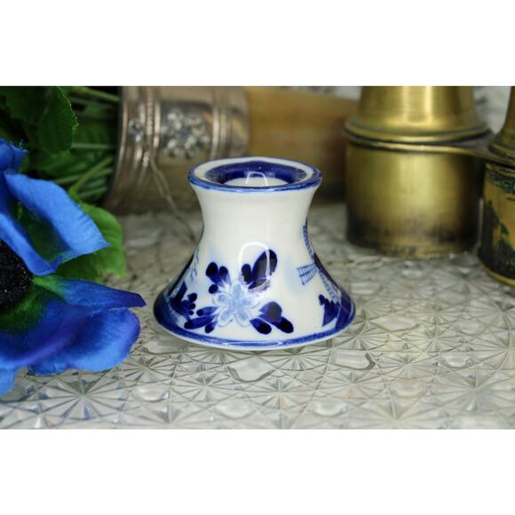 Set of Two Nobel Ban Delft Blue Candle Stick Holders - Picture 3 of 13